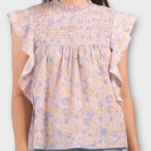 Love the Label Josepha Lavender Floral Ruffle Sleeve Blouse